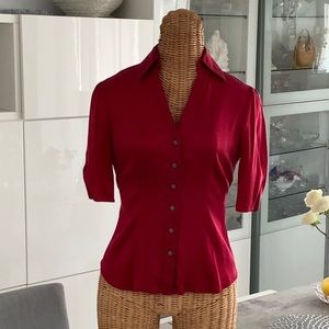 Express Design Studio, rose red, silk blouse,  XS